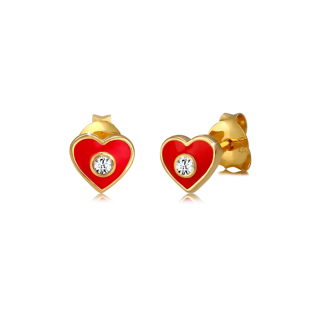 Elli Elli Boucles d'Oreilles Kind Herz Kristalle 925 Sterling Silber Boucles d'oreilles