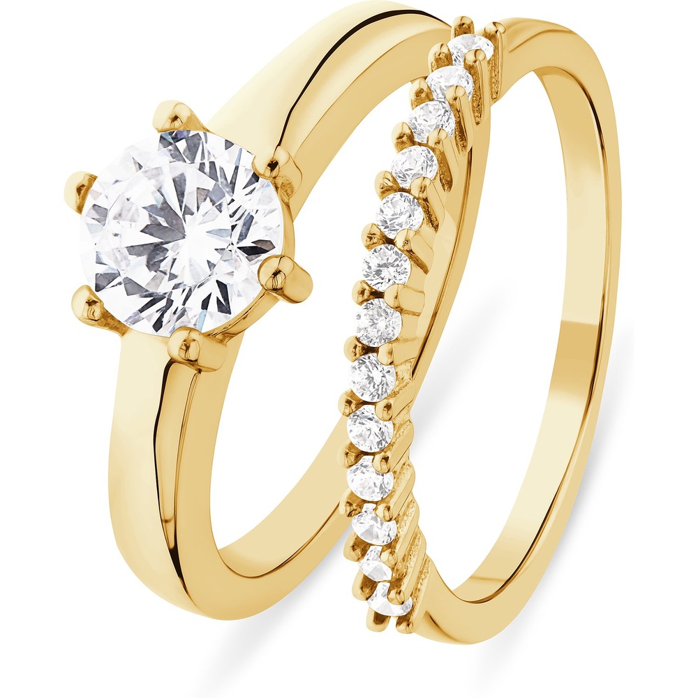 FAVS Bague pour femme 925 Argent or jaune Bague