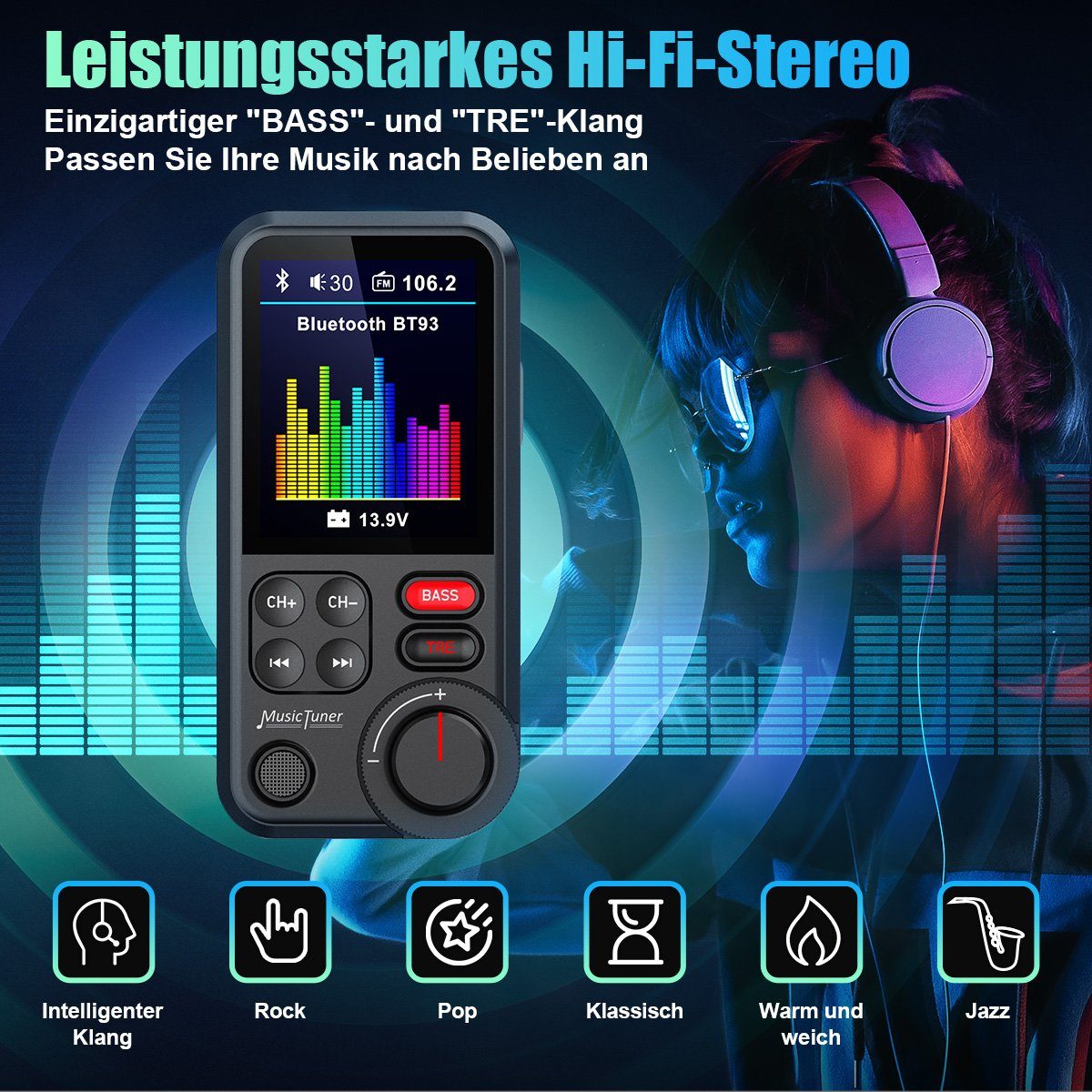 7Magic FM Transmitter Bluetooth 5.0 KFZ-Transmitter, KFZ Dual USB Auto Ladegerät für Handy Radio Adapter