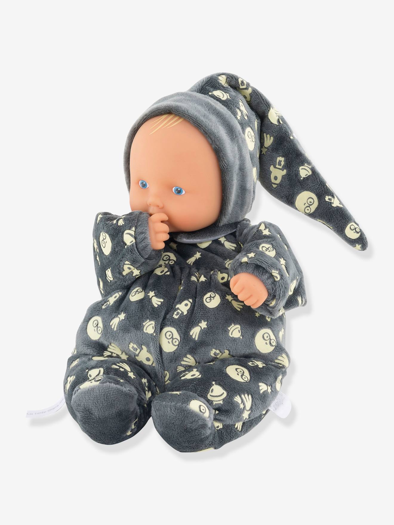 Poupée Babipouce Brille dans la nuit COROLLE gris fonce uni avec decor