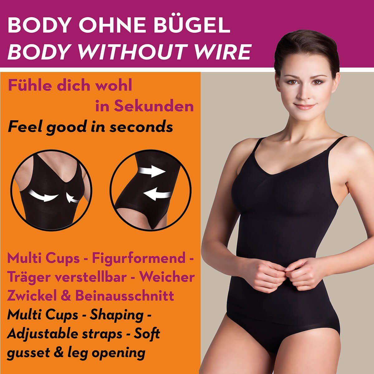 Miss Perfect Body 36000 Figurformender und nahtloser Shaping-Body ohne Bügel