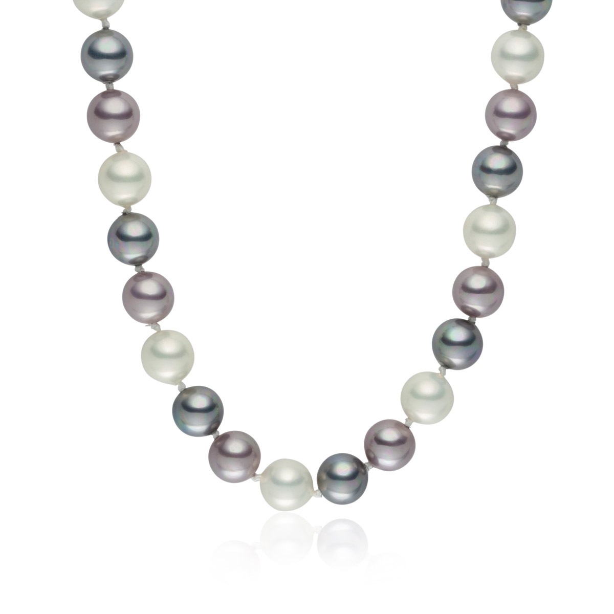 Perlen-Kette Messing Muschelkernperle in Silber