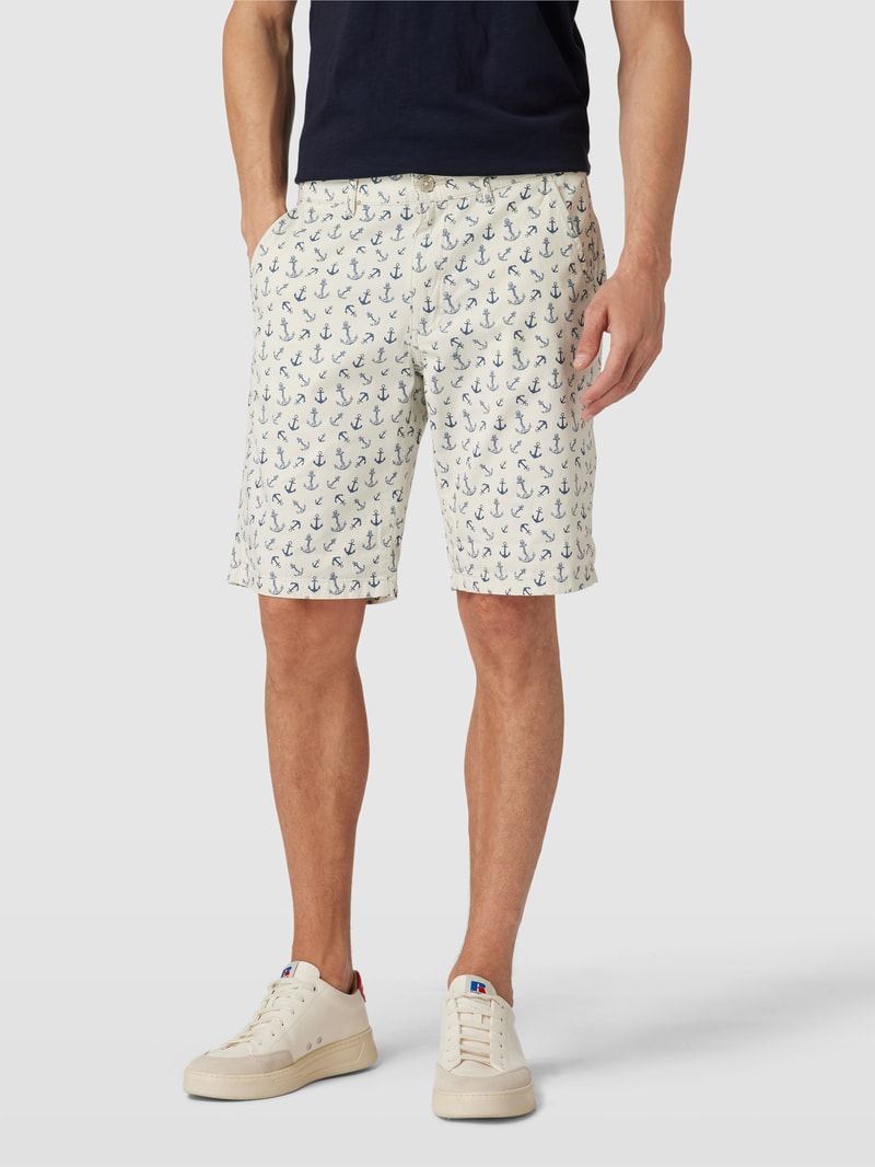 Bermudas mit Allover-Print in offwhite meliert