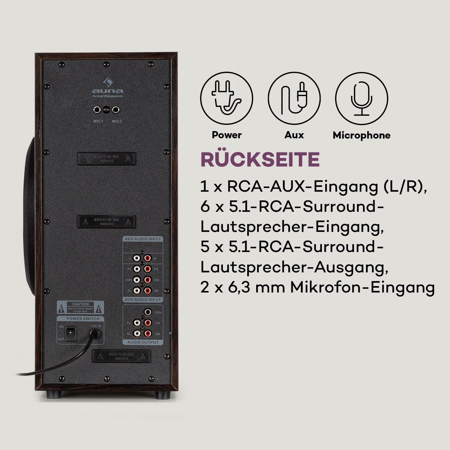 Auna Areal Elegance Lautsprechersystem (Bluetooth, 190 W)
