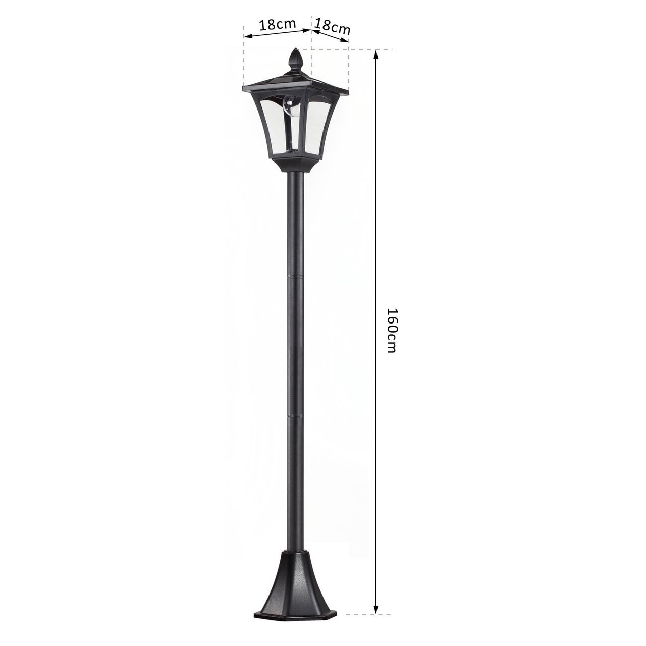 Outsunny Solar Gartenlaterne Laterne Gartenleuchte mit LED 40 Lumen H160cm