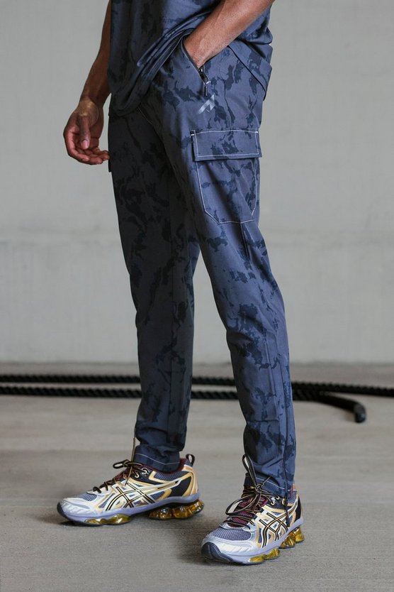 Active Skinny Cargo-Jogginghose mit Acid-Waschung