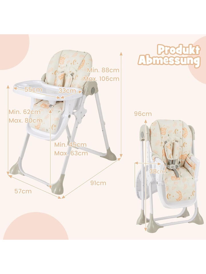 COSTWAY 6 in 1 Hochstuhl 6-36 Monate in Beige günstig kaufen onesize