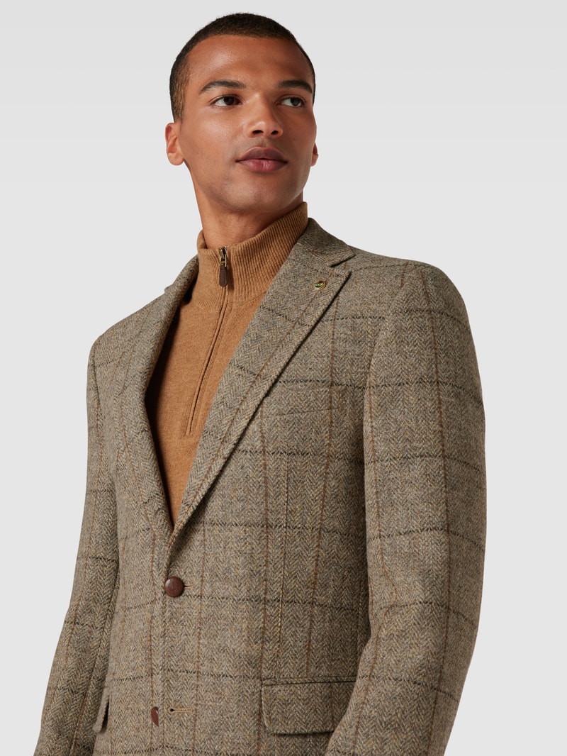 Regular Fit Sakko mit Tartan-Karo Modell 'Theo' in beige