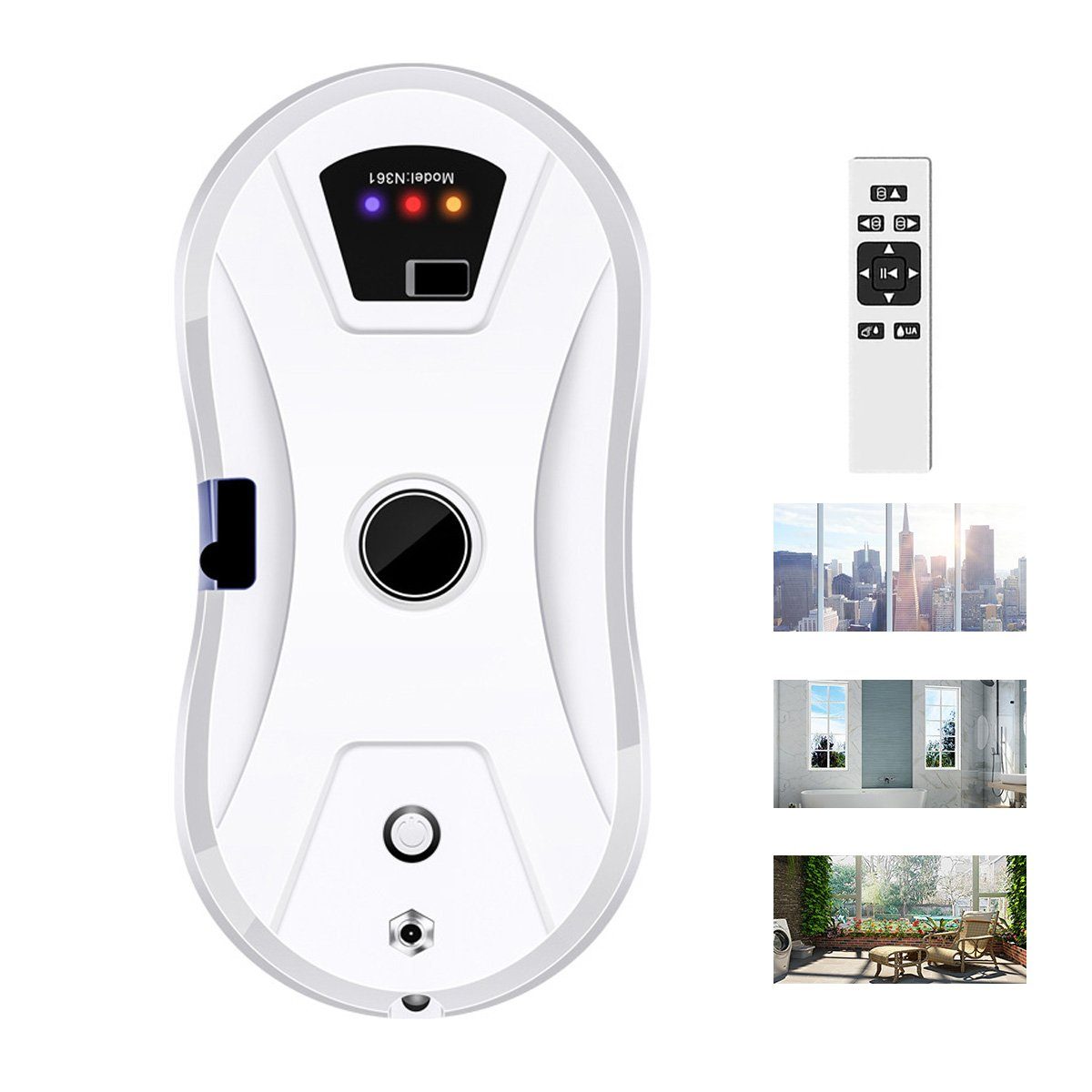 Hikeren Fensterputzroboter Fensterreiniger Roboter,Fenstersauger,5600Pa,Mit 30 ml Wassertank, Mehrfachschutz, Sicherheitsseil, USV-Stromausfallschutz