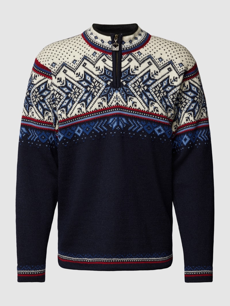 Strickpullover mit kurzem Reißverschluss Modell 'Vail' in marineblau