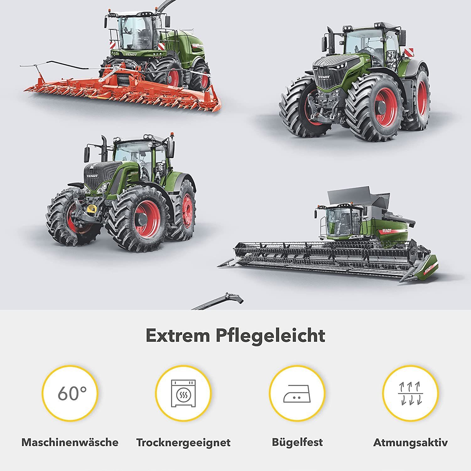 Bettwäsche Traktoren Bettwäsche 135x200 Jungen, Traktor & Mähdrescher Design, Bettwäsche aus 100% Baumwolle, FENDT Biber Bettwäsche, Träumschön