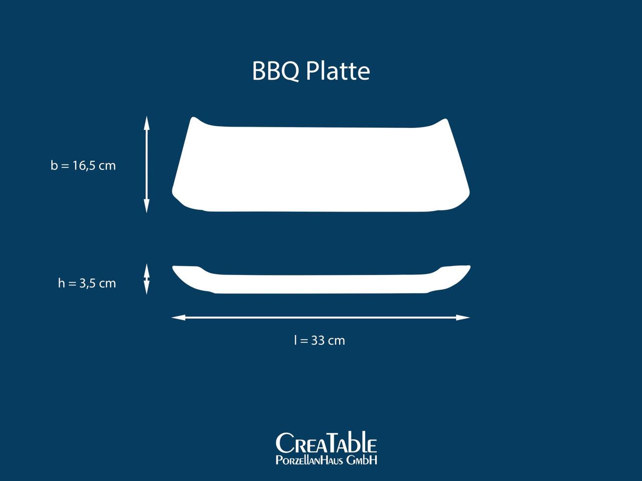 CreaTable NATURE LIGHTBLUE BBQ Platte 33x165cm 2-tlg