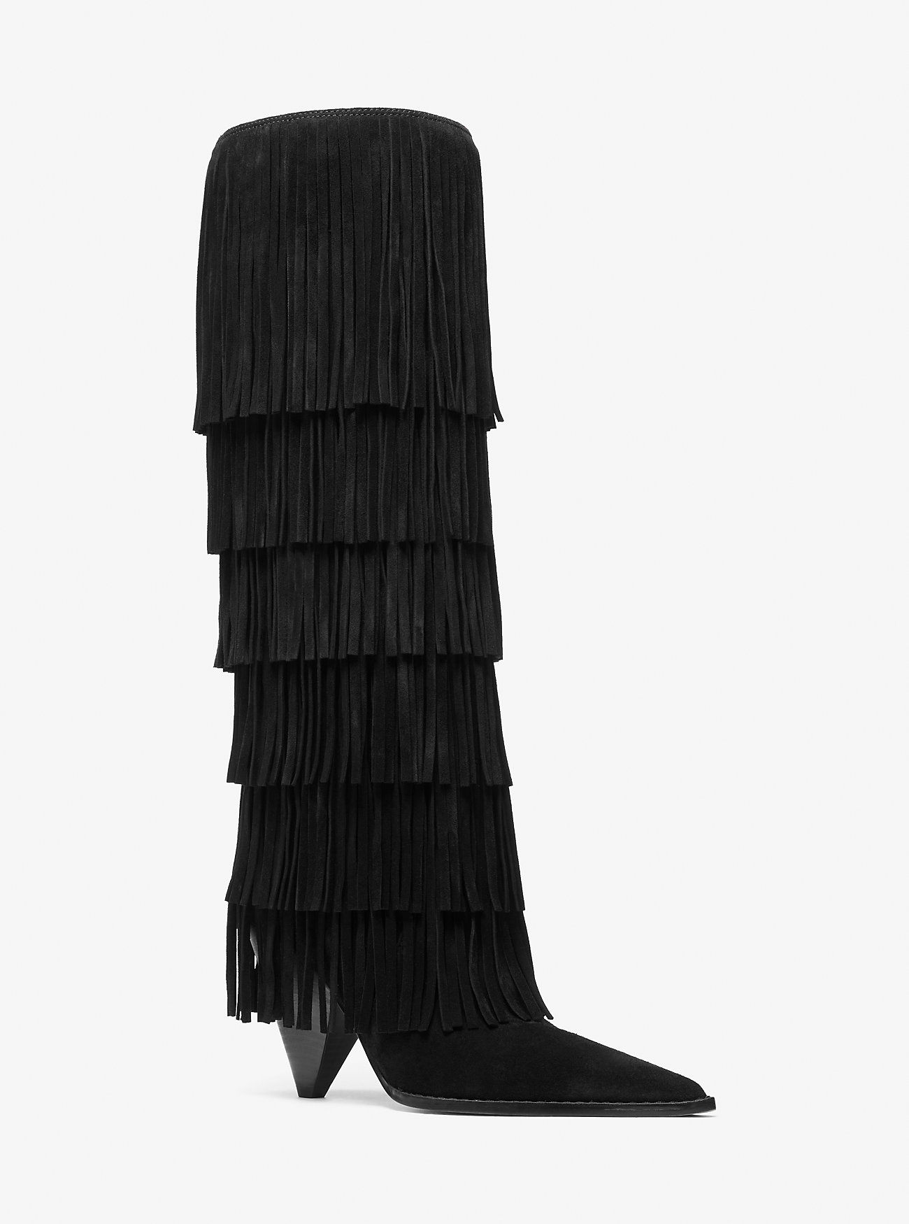 Jayla Suede Fringed Boot - BLACK