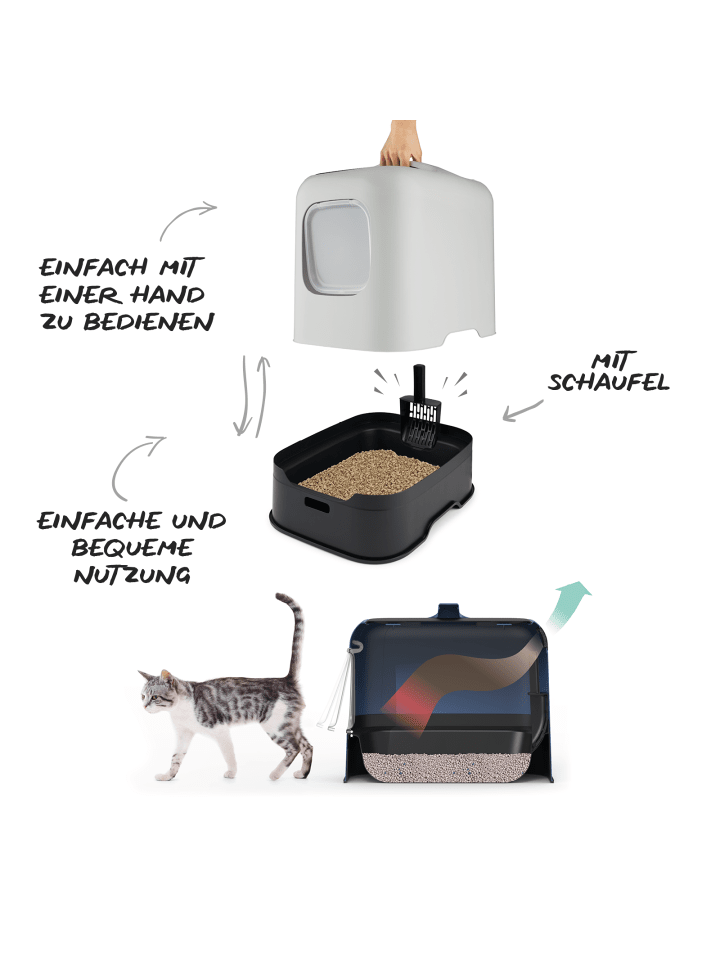 Rotho MyPet BIALA Katzenklo mit Haube und Schaufel in Mistelweiß günstig kaufen onesize