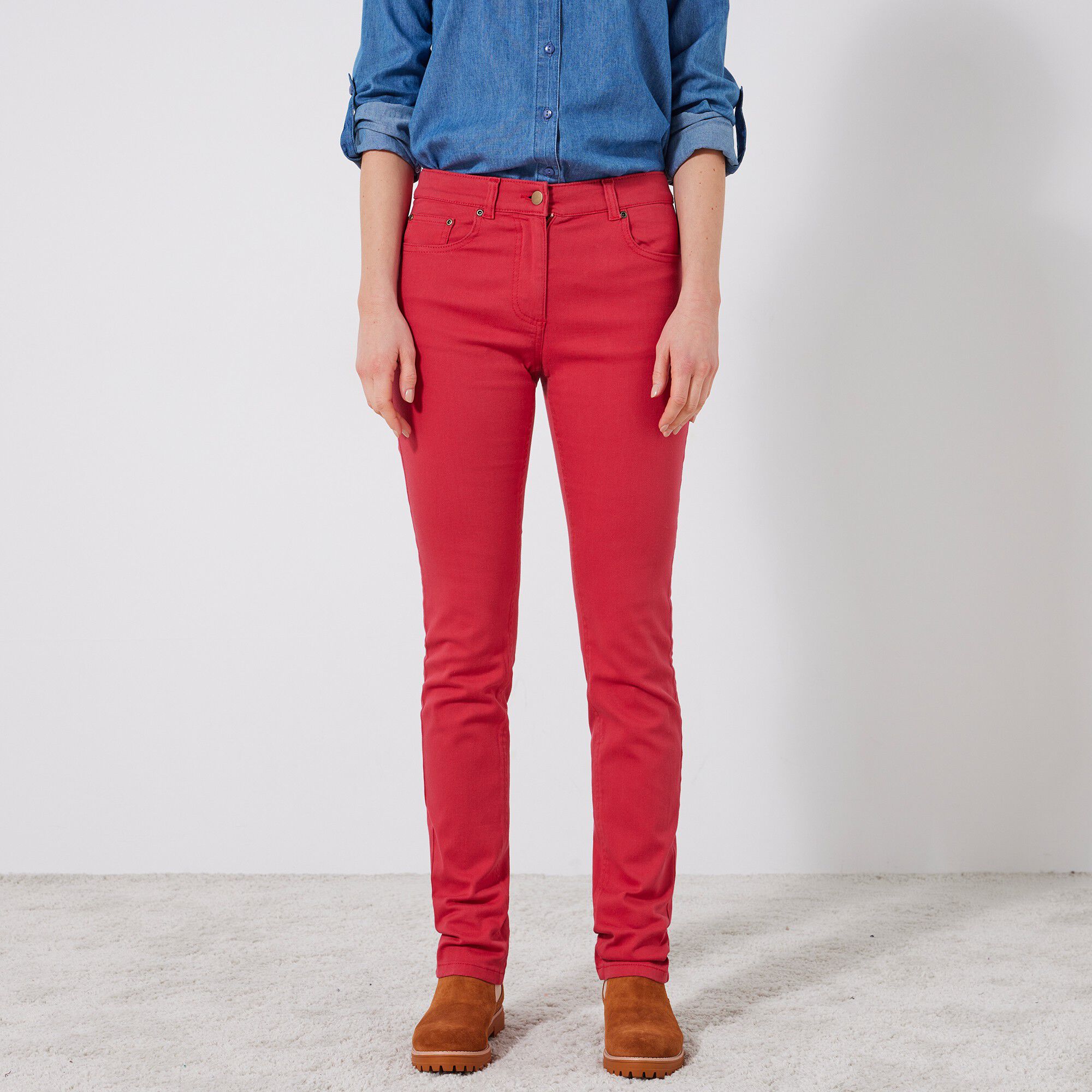Pantalon droit stretch uni