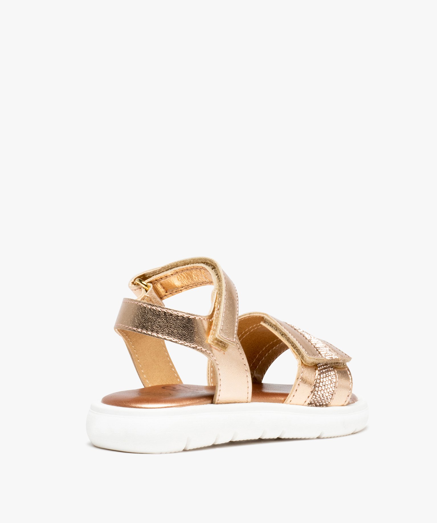 Sandales fille brides ajustables métallisées et à strass or | GEMO