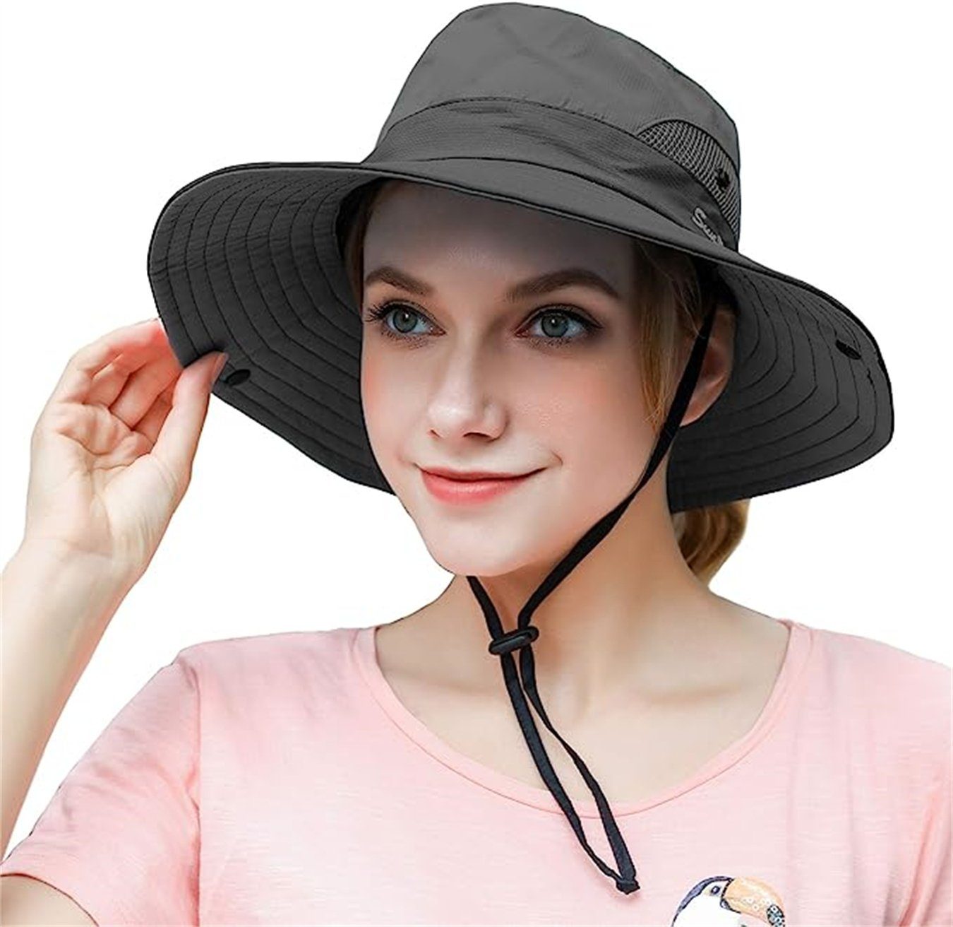 XDeer Sonnenhut 2x Sonnenhut für Damen,Faltbar SafariHut Wanderhut Gartenhut Wasserdicht,Breiter Krempe mit UV-Schutz,Verstellbare Kinnband