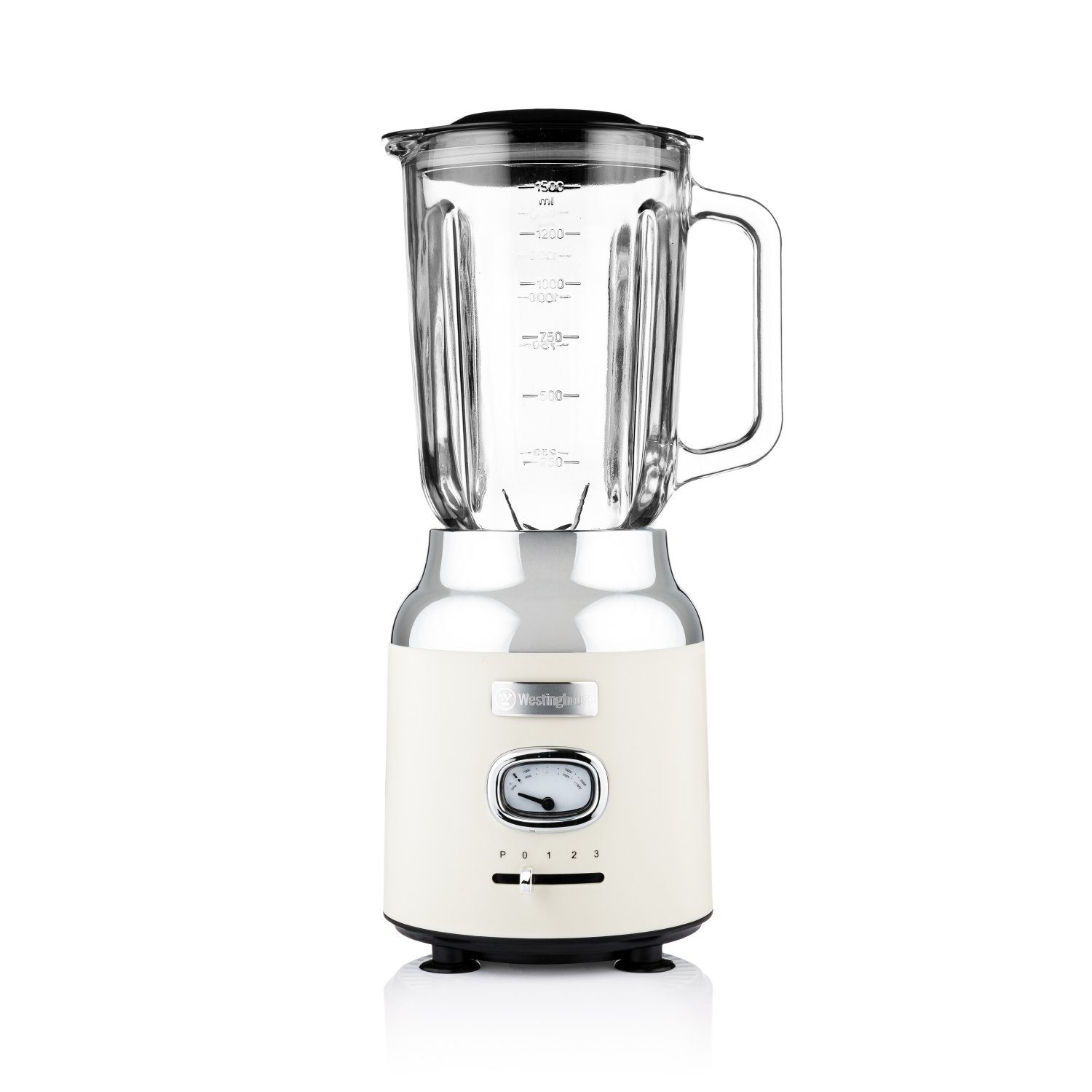 Westinghouse Standmixer WKBE221 Retro, 600 W, 1,5 Liter Volumen, 3 Stufen, 6-Flügel-Klingen
