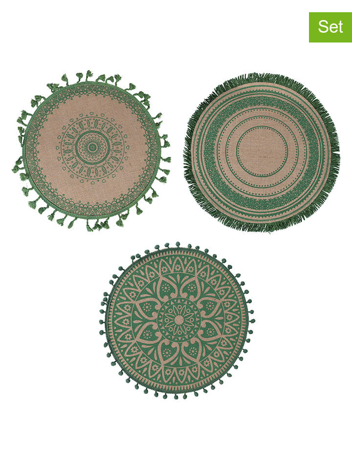Villa d´Este 6er-Set: Tischsets in Grün/ Beige - Ø 38 cm günstig kaufen onesize