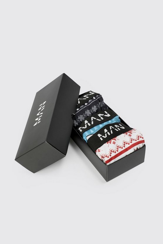 3er-Pack Weihnachts-Boxershorts mit Geschenkbox