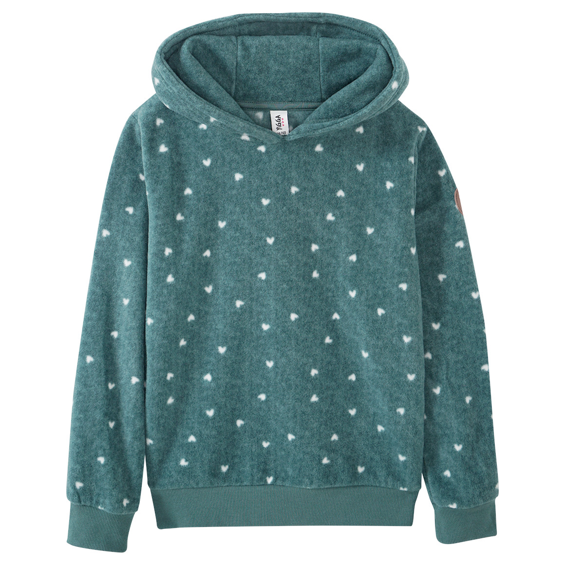 Mädchen Fleece-Hoodie mit Herzen