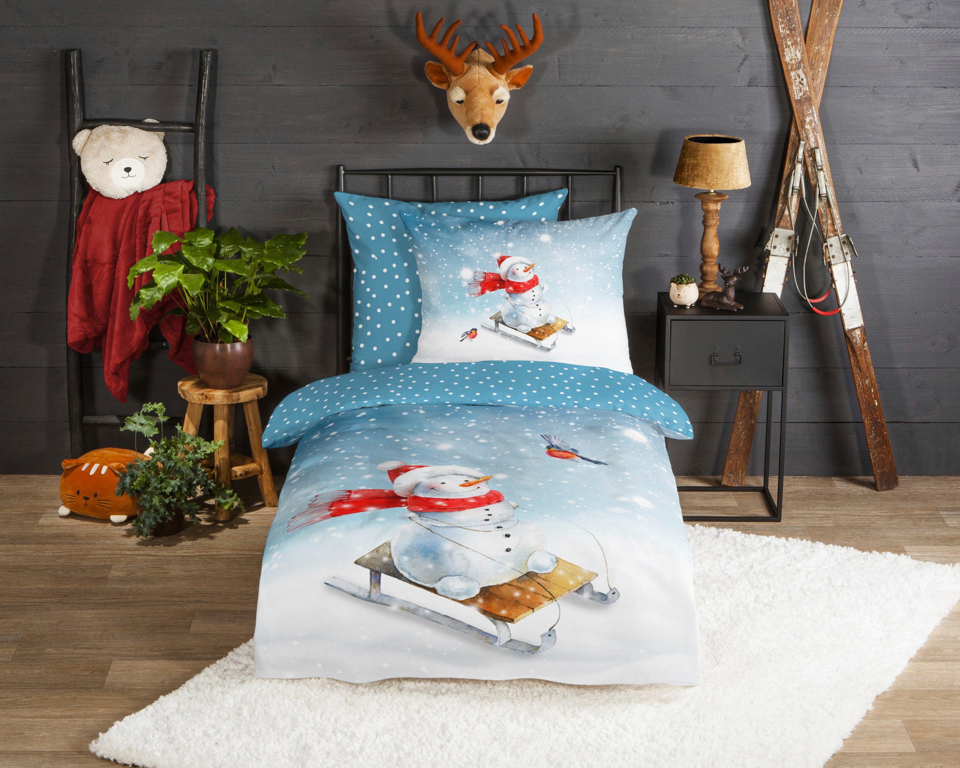 Kinderbettwäsche Snowfun, good morning, Biber, 2 teilig, 100% Baumwolle/ Flanell (Biber)
