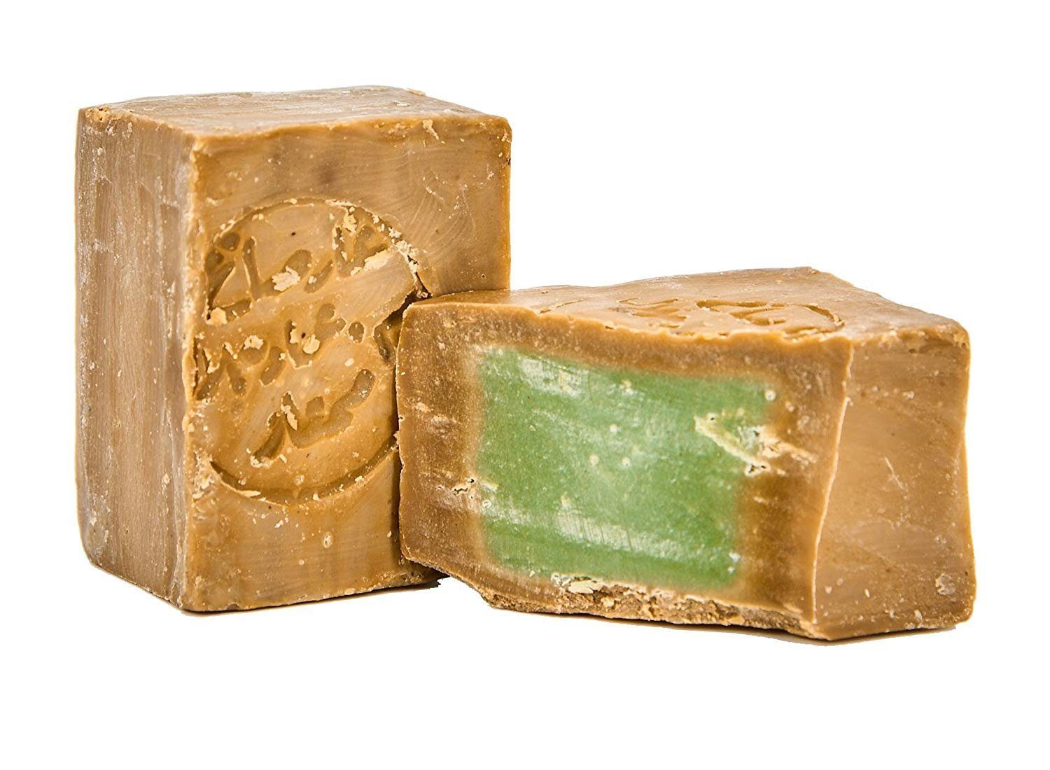 Carenesse Seifen-Set Original Aleppo Seife 2 x 200 g, 40% Lorbeeröl & 60% Olivenöl, Alepposeife, Aleppo-Seife, Lorbeerölseife, Olivenölseife, Duschseife