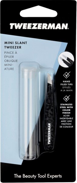 Tweezerman Slant Tweezer - Schräge Mini Pinzette, Black Leopard Pinzette