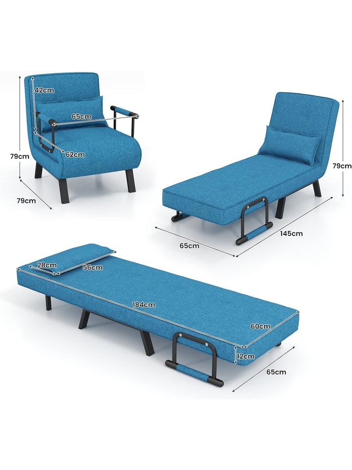 COSTWAY Schlafsessel Klappbar in Blau günstig kaufen onesize