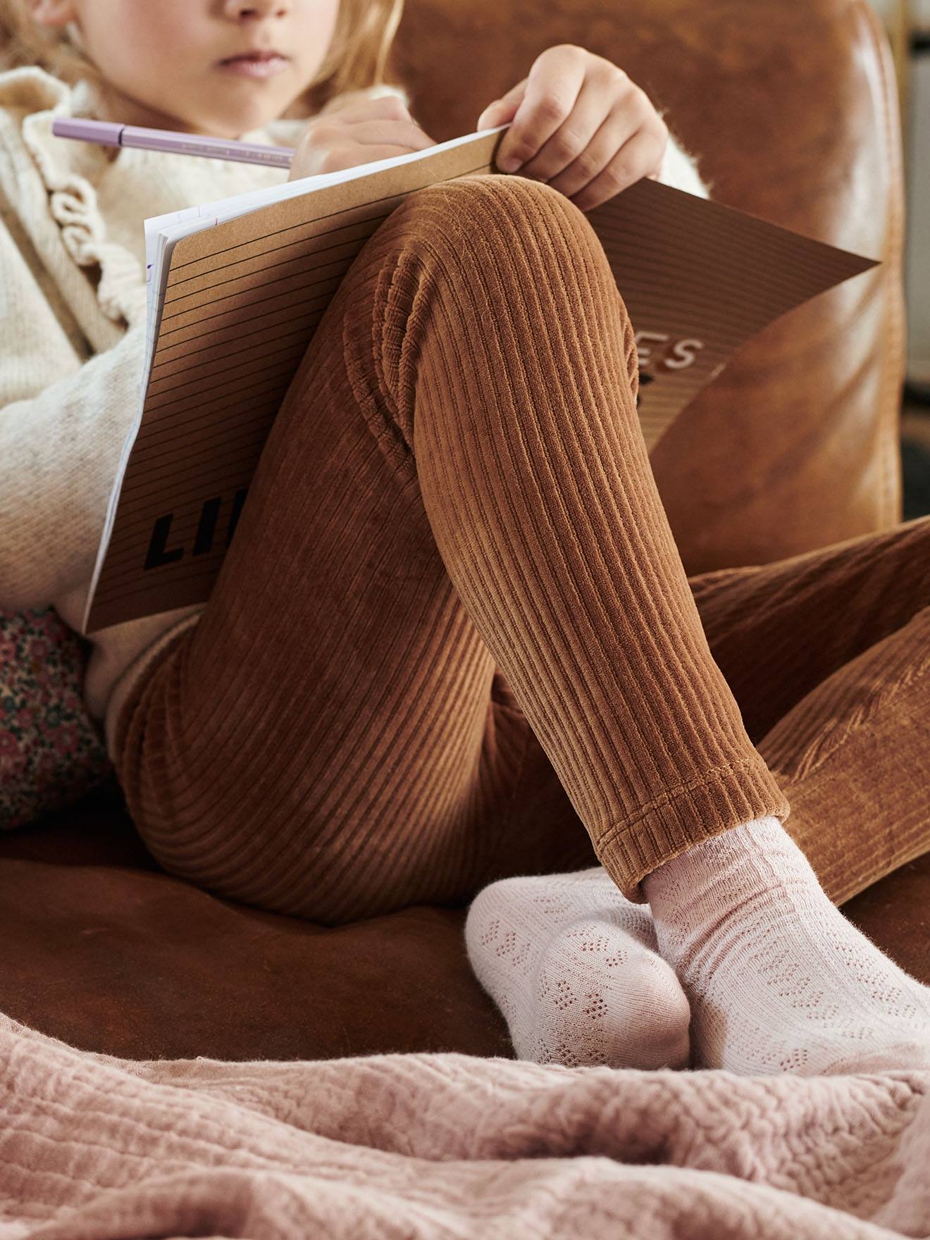 Legging velours fille camel