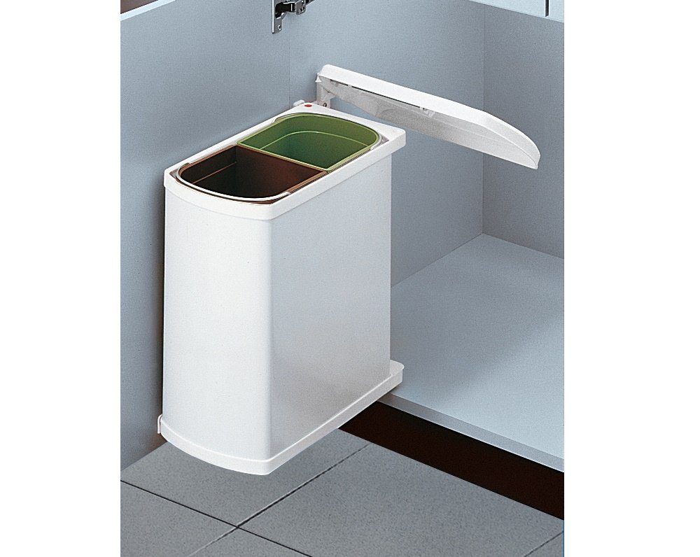 Hailo Einbaumülleimer Abfallsammler MF Swing Duo 16 L Mülleimer für 45 Unterschrank mit Drehtür, 3416001 für Schrankbreite ab 450 mm mit Drehtür