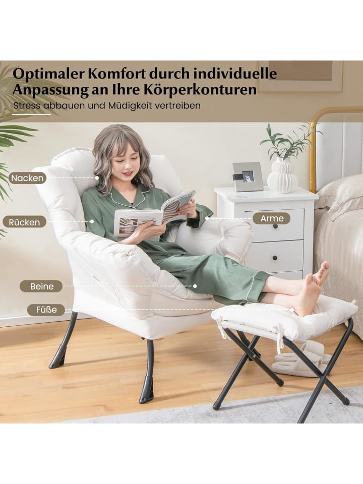 COSTWAY Relaxsessel mit Hocker in Beige günstig kaufen onesize