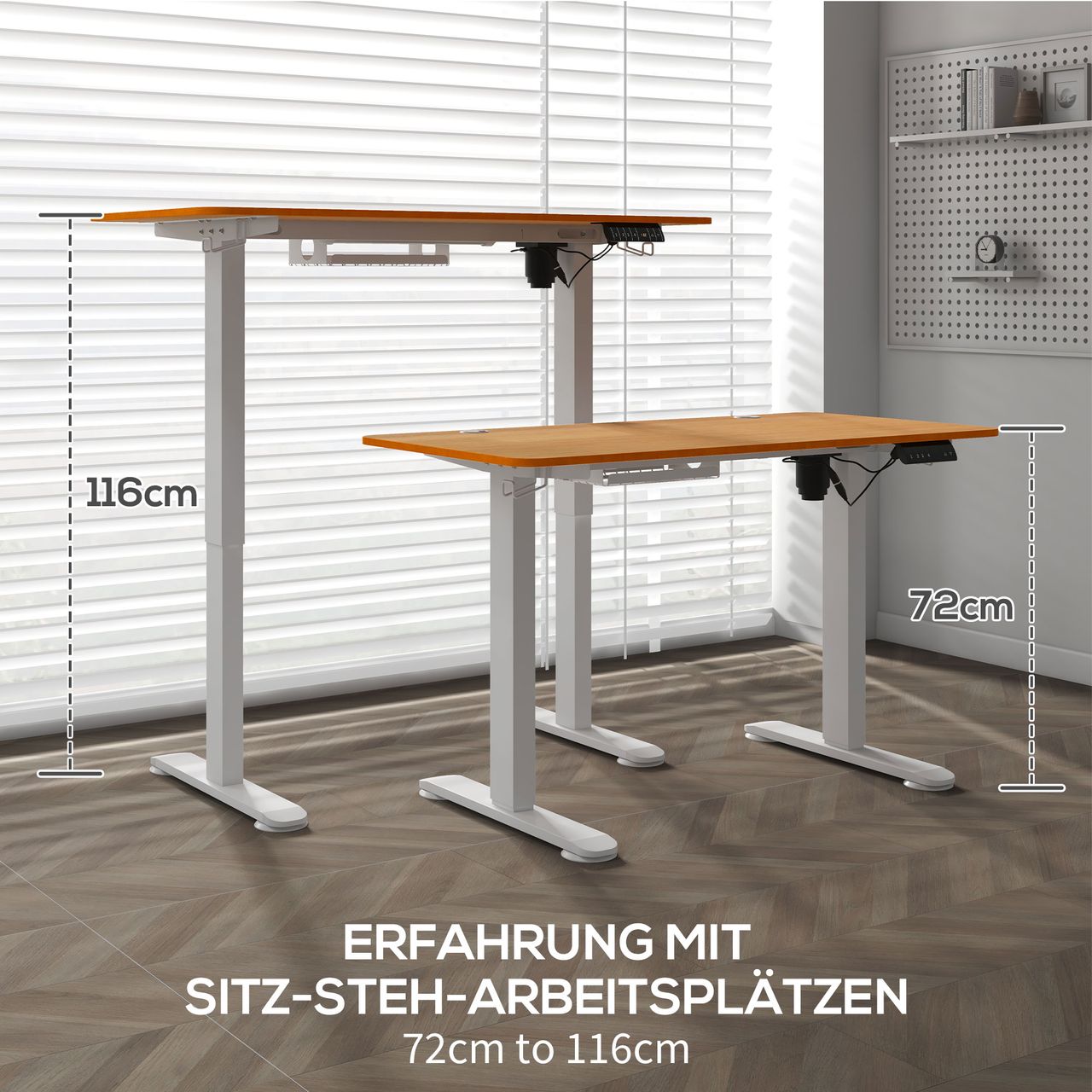 Vinsetto Höhenverstellbarer Schreibtisch Elektrisch 120x60cm Computertisch Natur