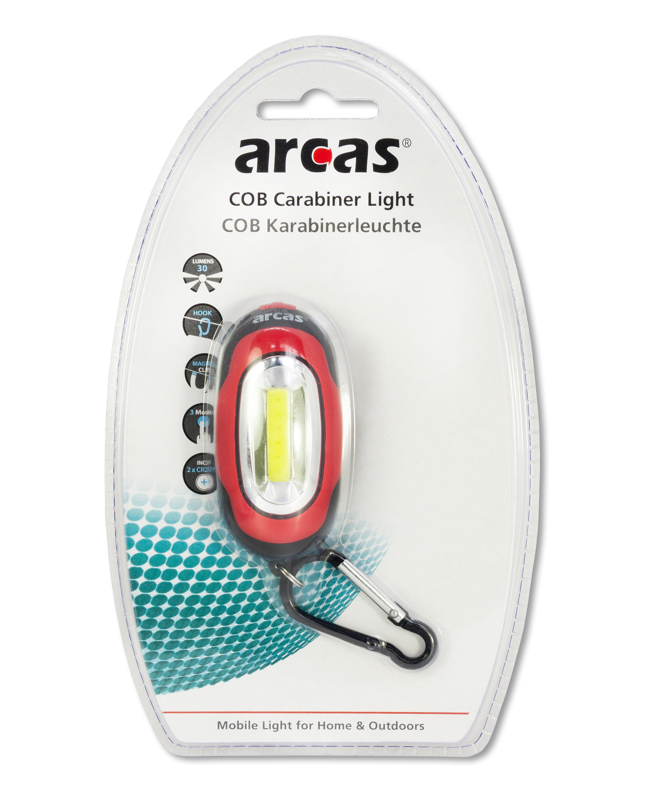 COB Karabiner Schlüsselleuchte von Arcas, farblich sortiert, 1 Stück - ATU