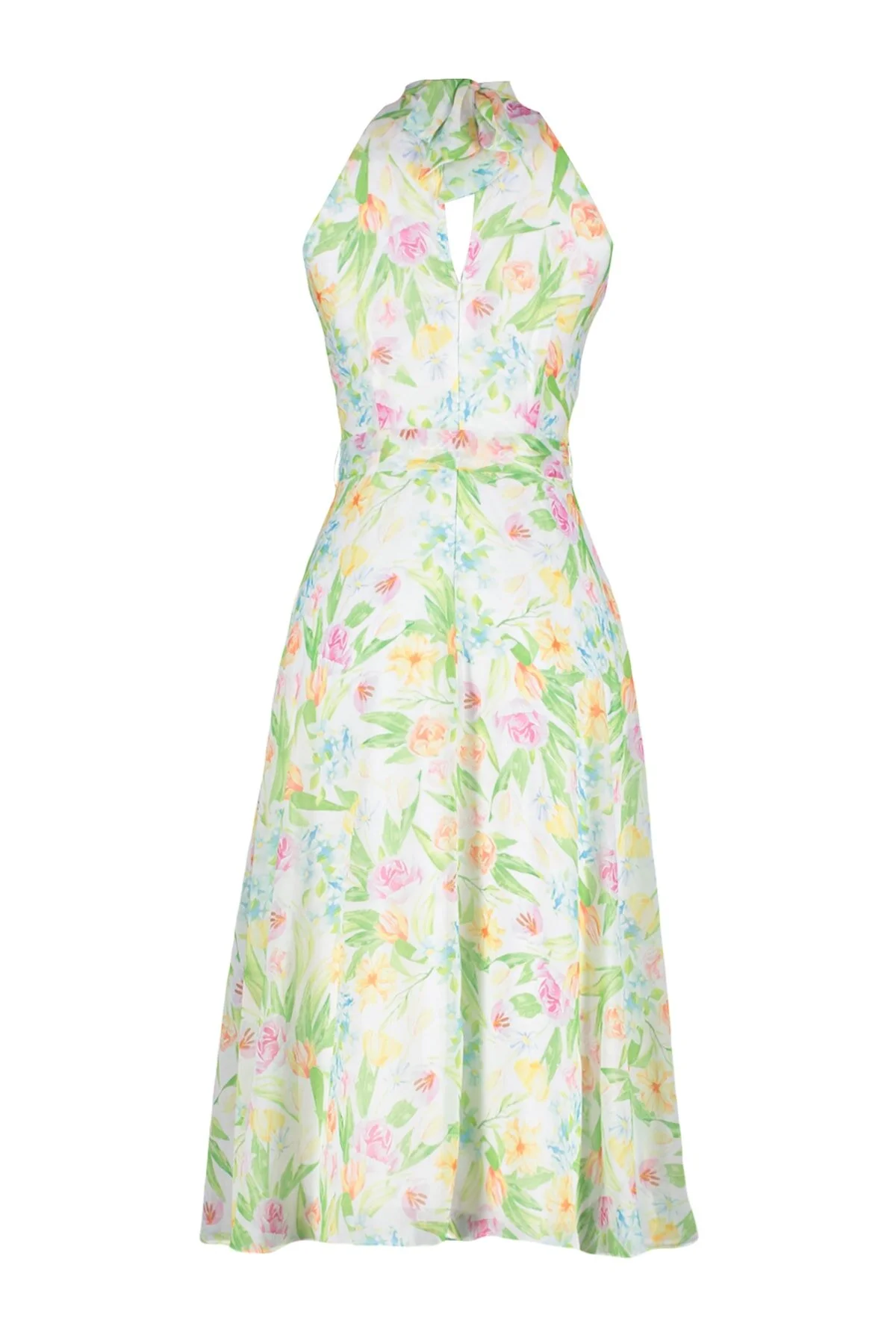 Trendyol Collection  Ecrufarbenes, gewebtes A-Linien-Midikleid mit Gürtel und gefüttertem Blumenmuster TWOSS20EL2536