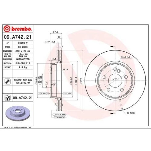 Bremsscheibe Brembo Hinterachse  2 Stück 09.A742.21 - ATU