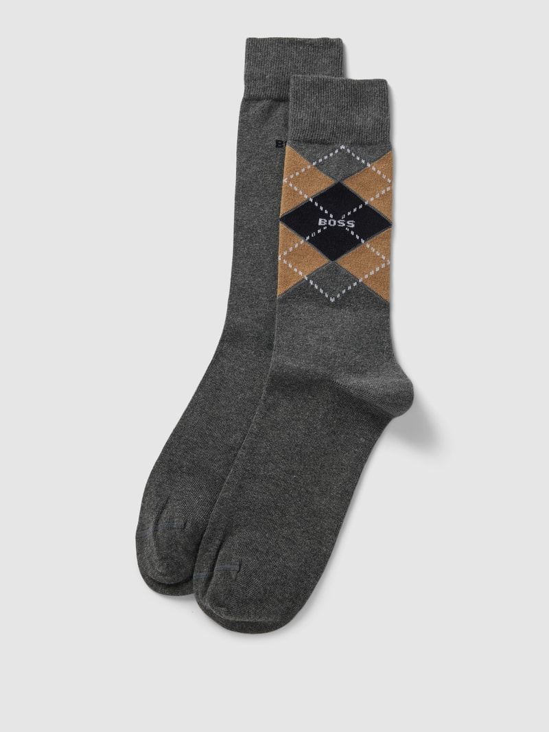 Socken mit Label-Detail im 2er-Pack in mittelgrau