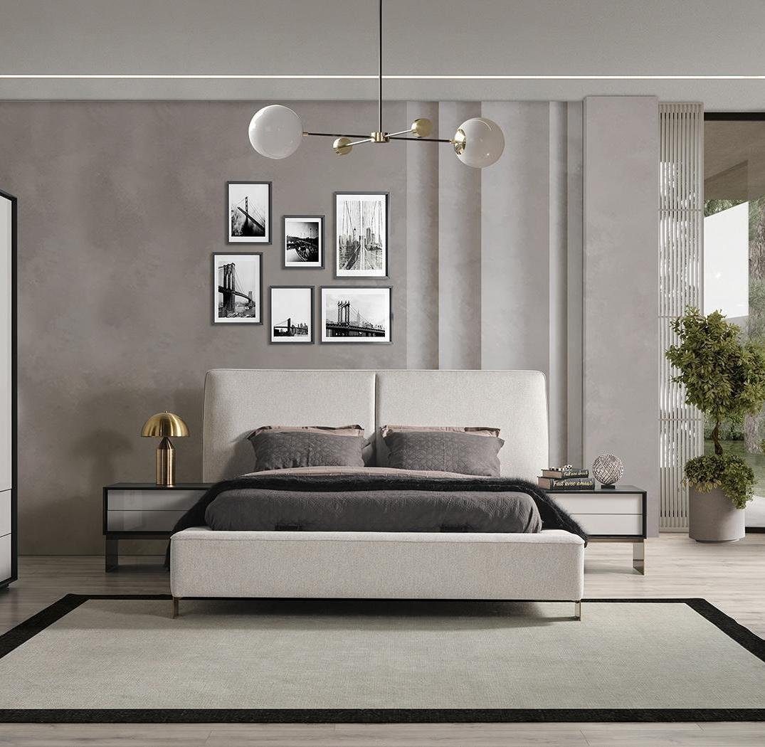 JVmoebel Schlafzimmer-Set Luxuriöses Schlafzimmer Set Designer Doppelbett 2x Nachttische, (3-St., Bett, 2x Nachttische), Made in Europa