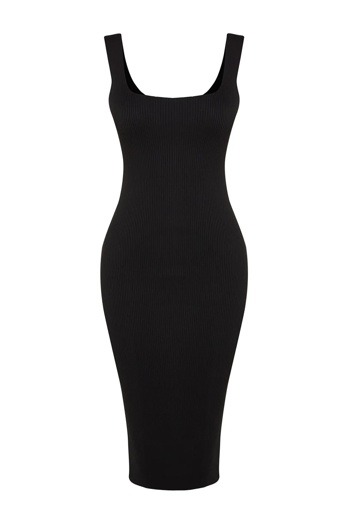 Trendyol Collection  Schwarzes, tailliertes Strick-Abendkleid TPRSS23EL00368
