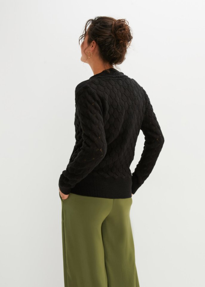 Ajour-Pullover in Wickeloptik