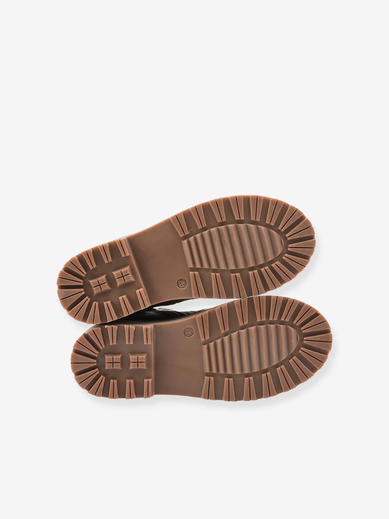Boots fourrés en cuir garçon collection maternelle marron