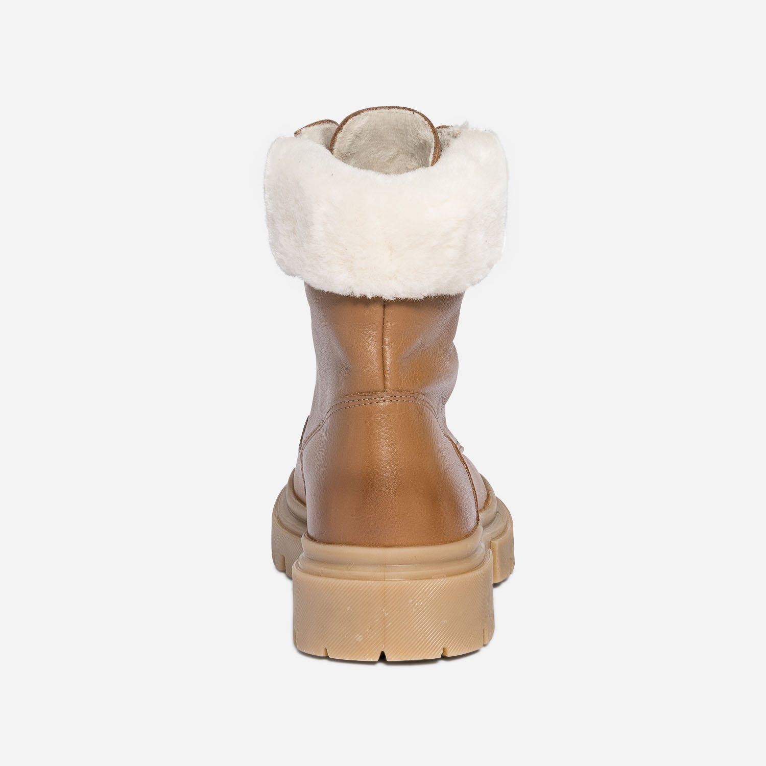 Bottine TEXTO camel éco-conçue en cuir fourré