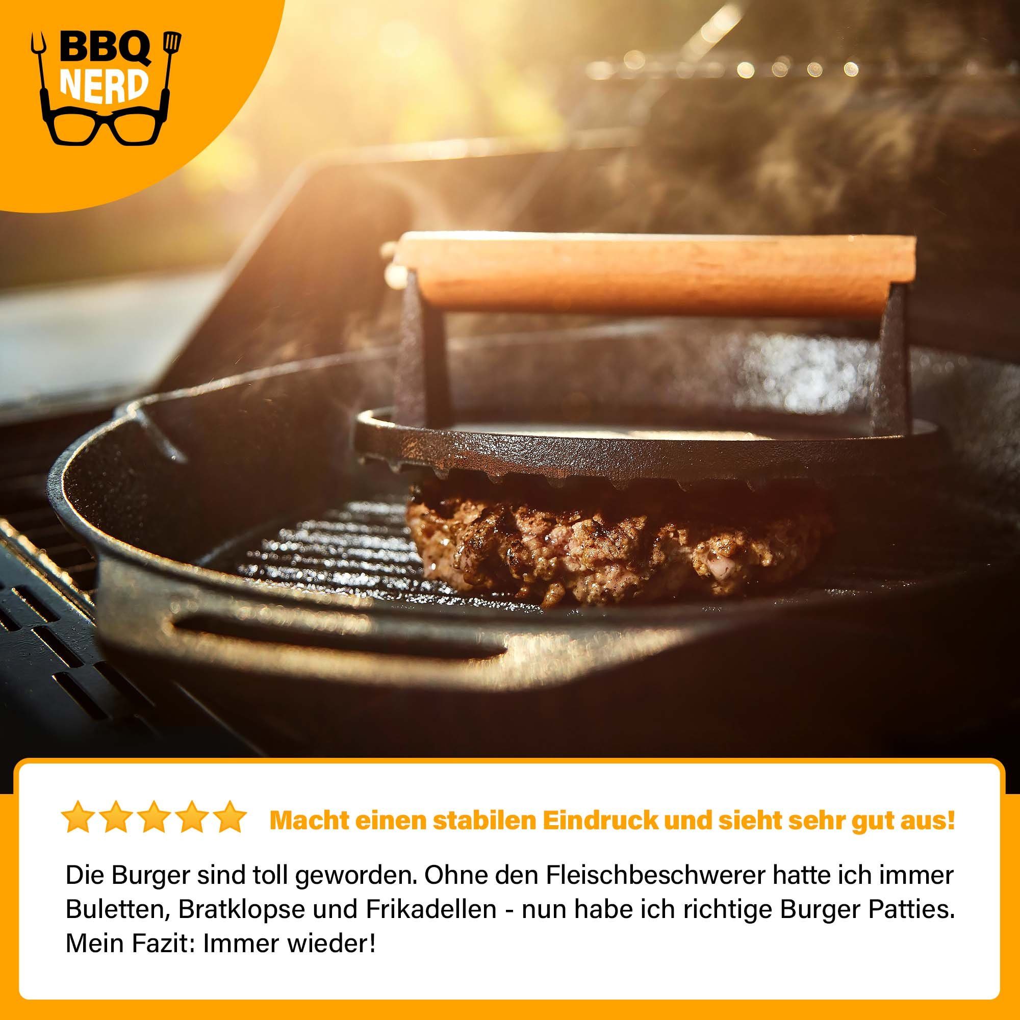 BBQ Nerd Burgerpresse, Fleischbeschwerer Burgereisen Grillpresse Grillgewicht