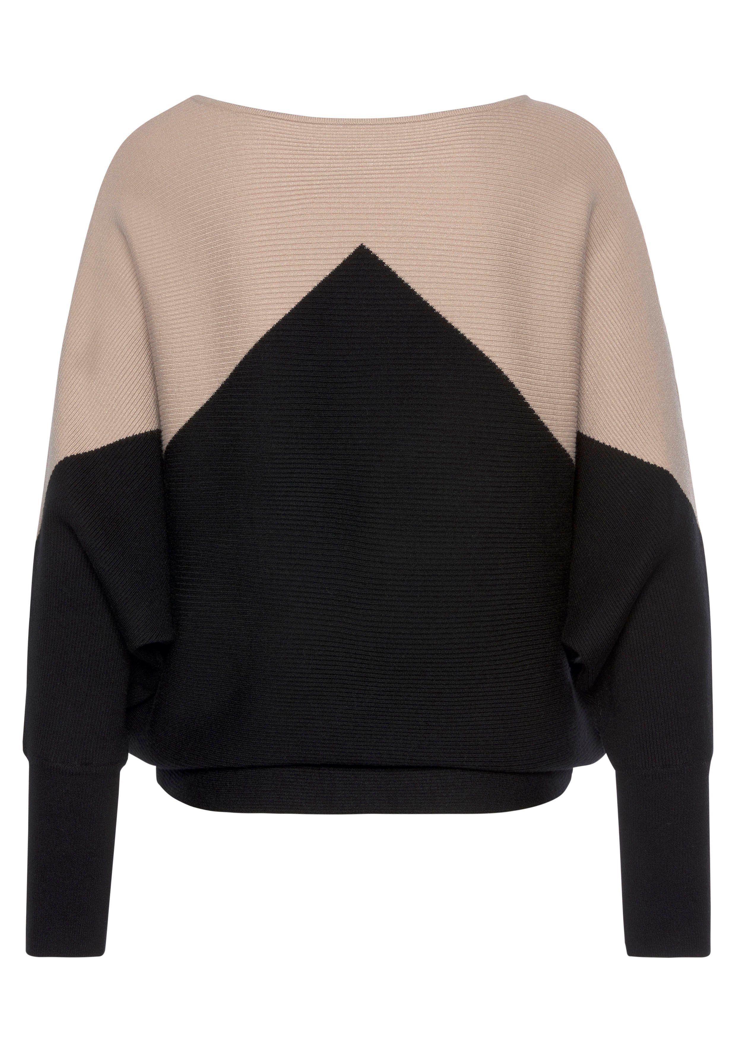 LASCANA Strickpullover mit Colorblock-Optik