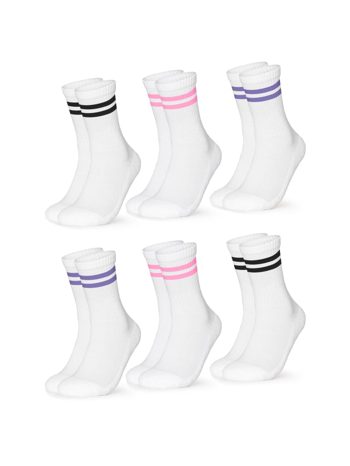 Occulto 6er Pack Retro Tennis Socken Serena in Weiß-Pink günstig kaufen