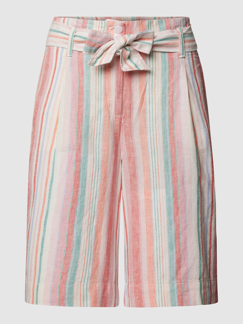Leinenshorts mit Streifenmuster in offwhite
