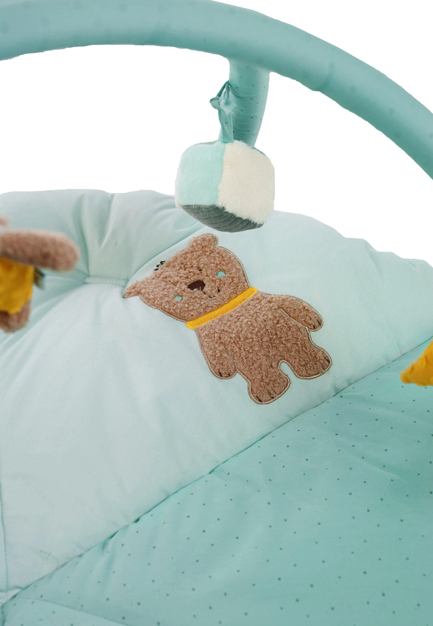 Spielbogen Bär Ben in Türkis mit Krabbeldecke rund
