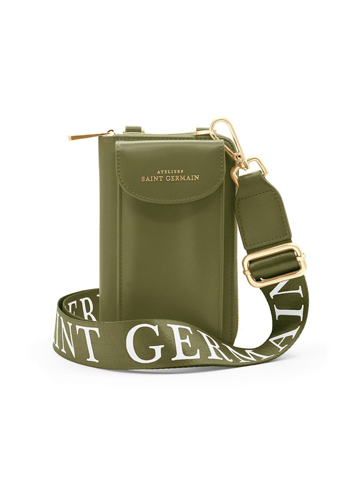ATELIERS SAINT GERMAIN Leder-Handytasche in Khaki - (B)15 x (H)8 x (T)2 cm günstig kaufen onesize