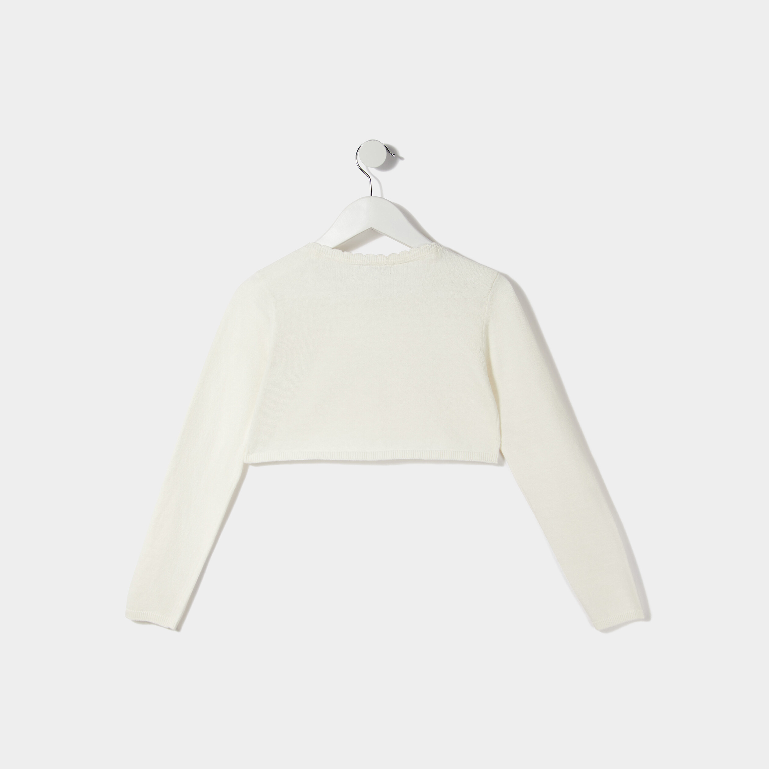 Gilet court manches longues ecru fille | La Halle