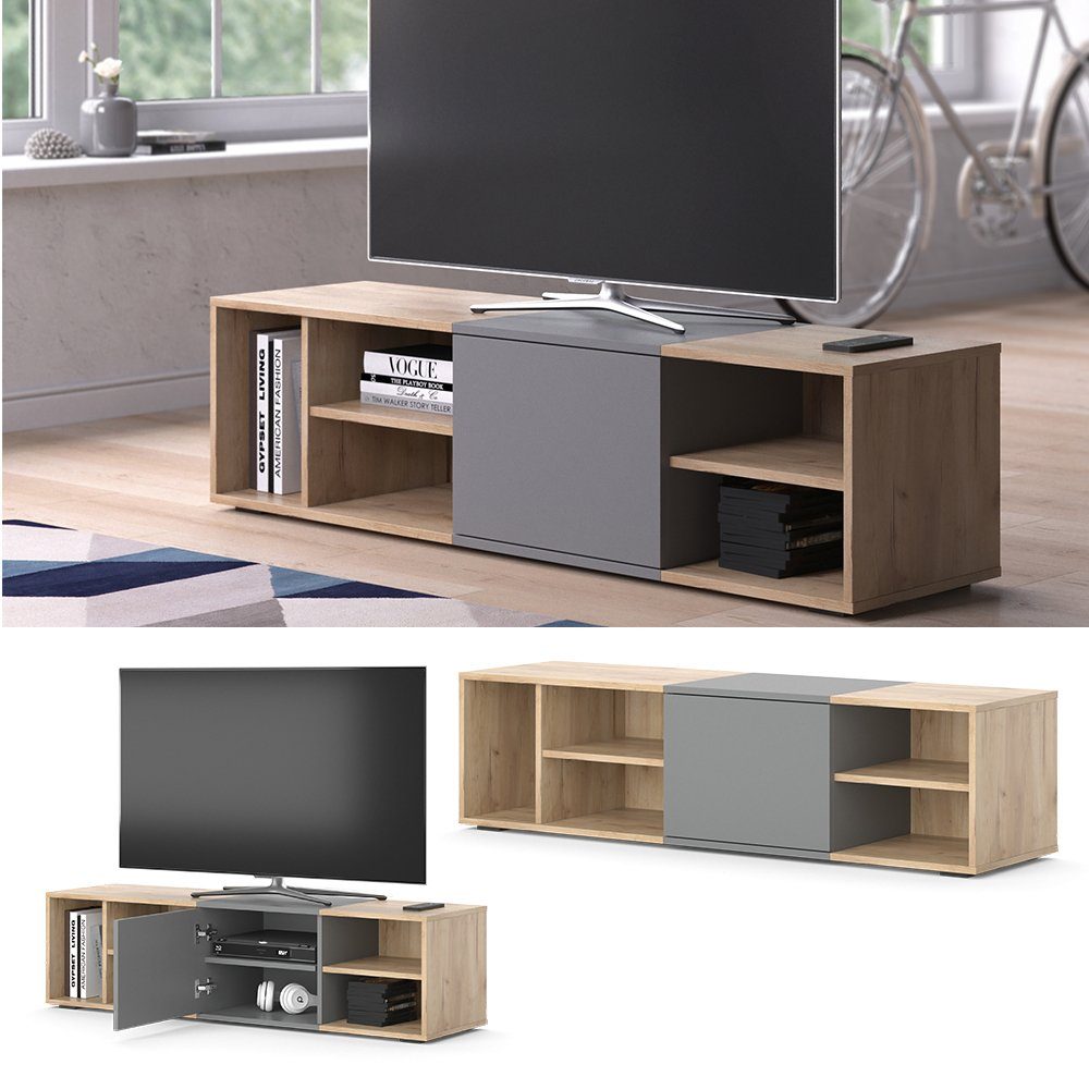 Vicco Raumteiler Adelin, Anthrazit/Goldkraft Eiche, 140 x 36 cm